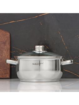 Кастрюля «Гретта», 3,2 л, d=20 см, капсульное дно, стеклянная крышка, индукция