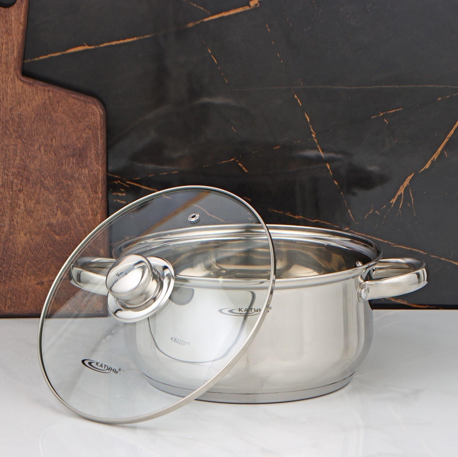 Кастрюля «Гретта», 4,2 л, d=22 см, капсульное дно, стеклянная крышка