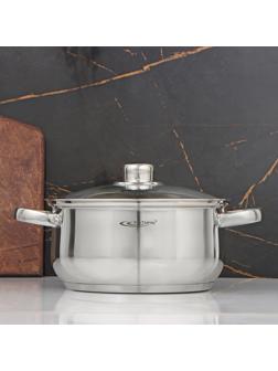 Кастрюля «Гретта», 4,2 л, d=22 см, капсульное дно, стеклянная крышка