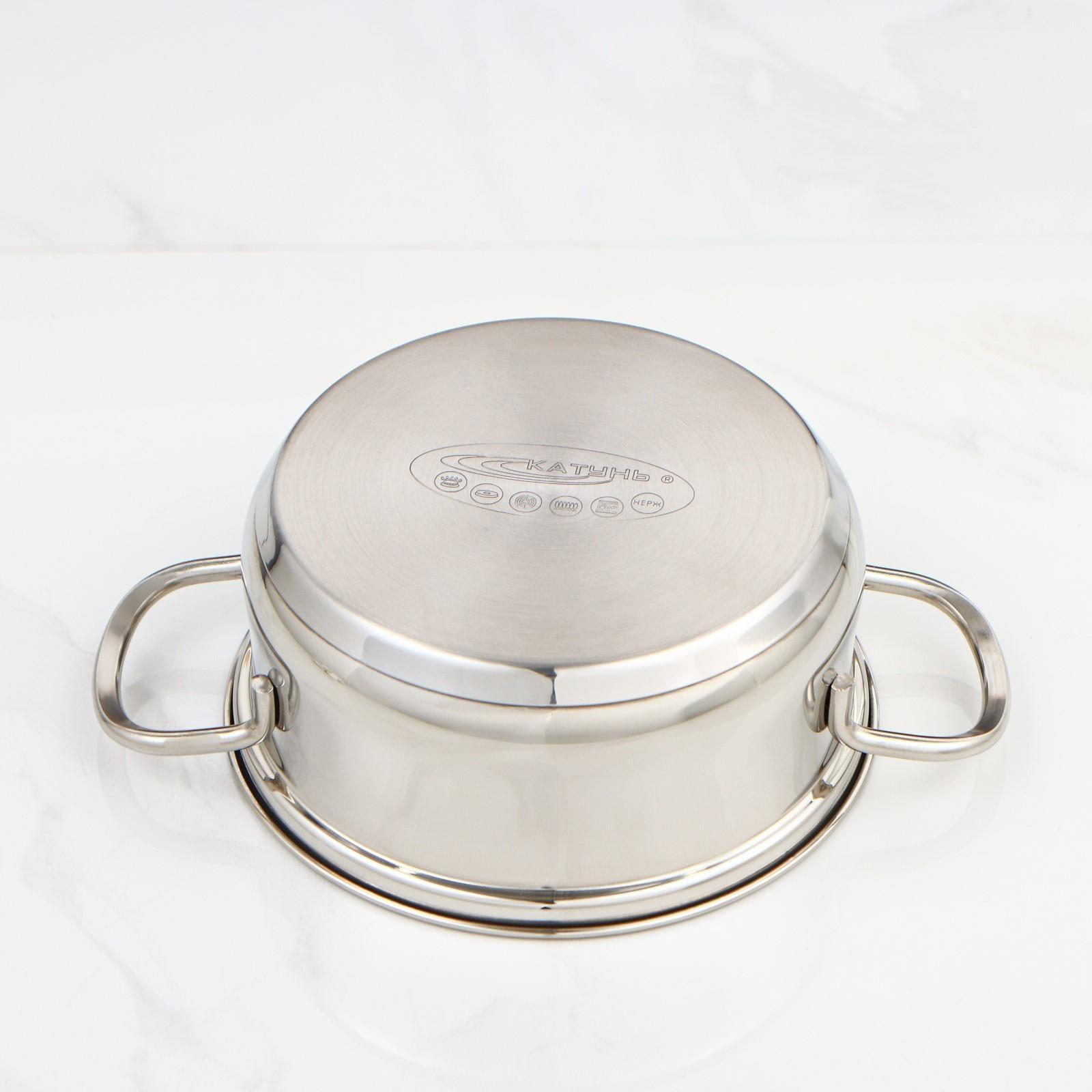 Кастрюля «Лира», 1,5 л, d=16 см, стеклянная крышка, капсульное дно, цвет хромированный