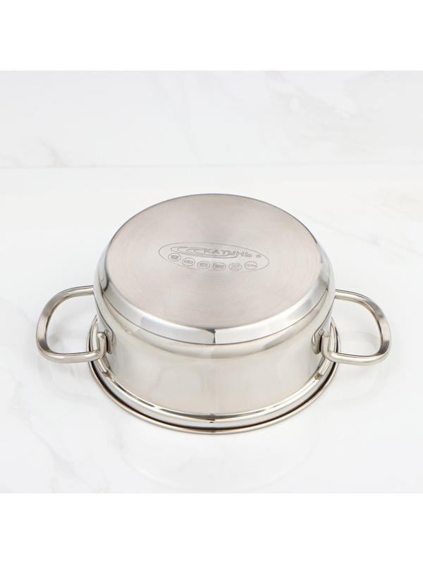 Кастрюля «Лира», 1,5 л, d=16 см, стеклянная крышка, капсульное дно, цвет хромированный