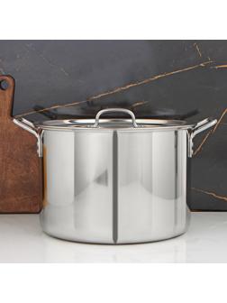 Кастрюля «Общепит», 20 л, d=35 см, h=23 см, металлическая крышка, клёпаные ручки