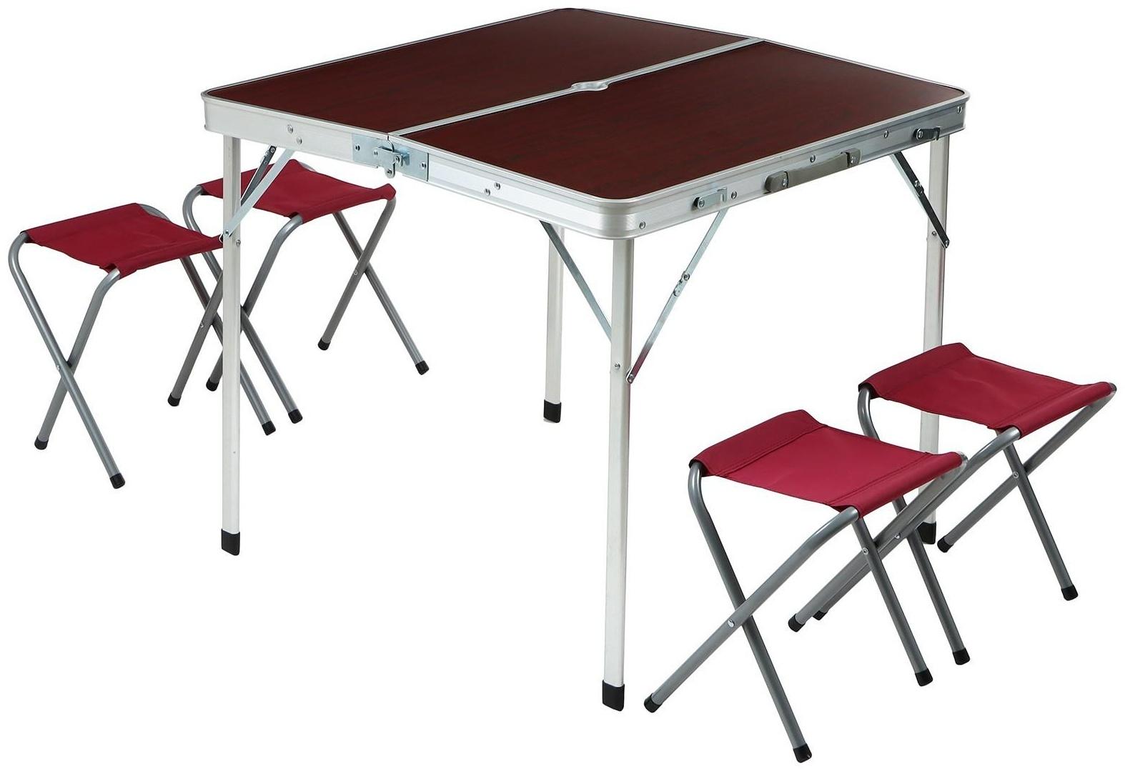 Набор туристический складной: стол, размер 81 х 81 х 70 см, 4 стула, размер 43 х 29 х 25 см