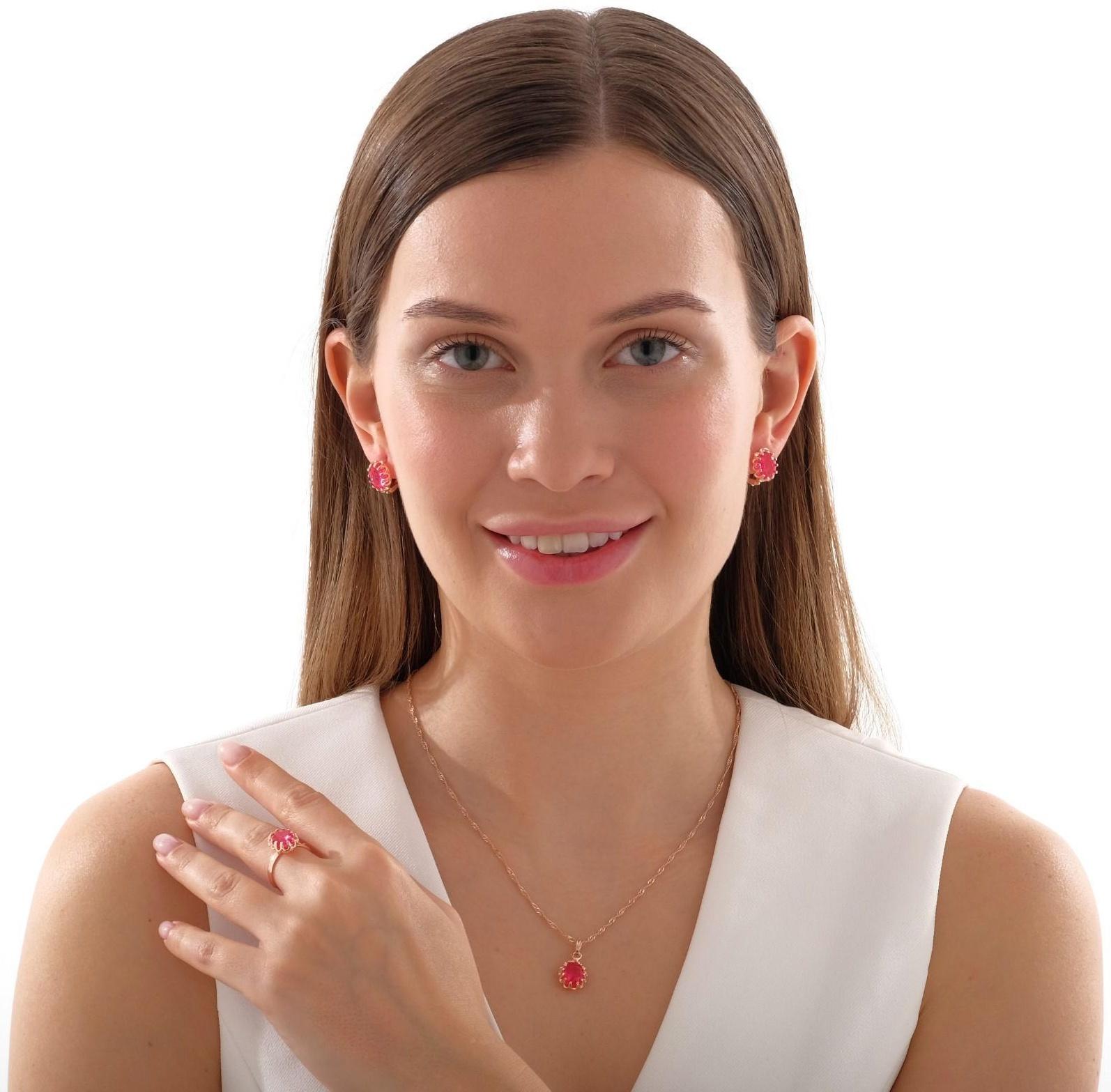 Гарнитур 3 предмета: серьги, кулон, кольцо безразмерное 