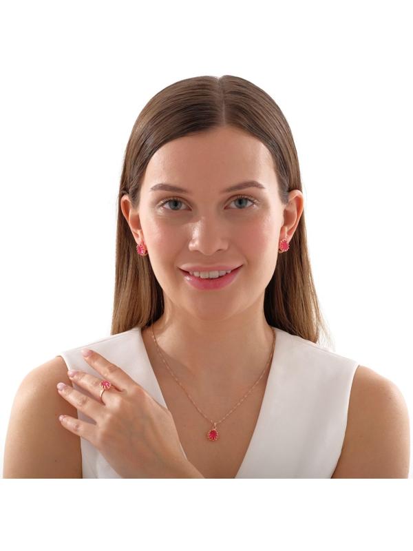 Гарнитур 3 предмета: серьги, кулон, кольцо безразмерное 