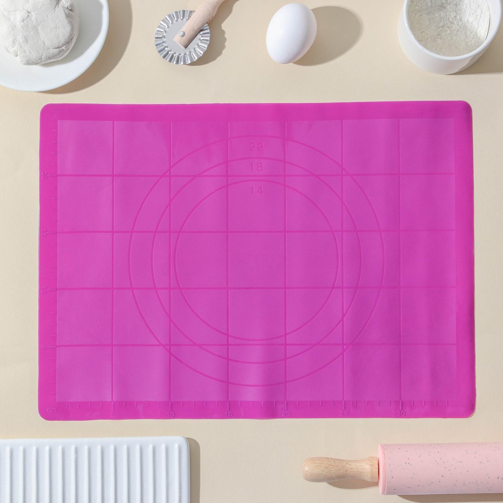 Коврик с разлиновкой силиконовый Доляна «Буссен», 38×28 см, цвет МИКС