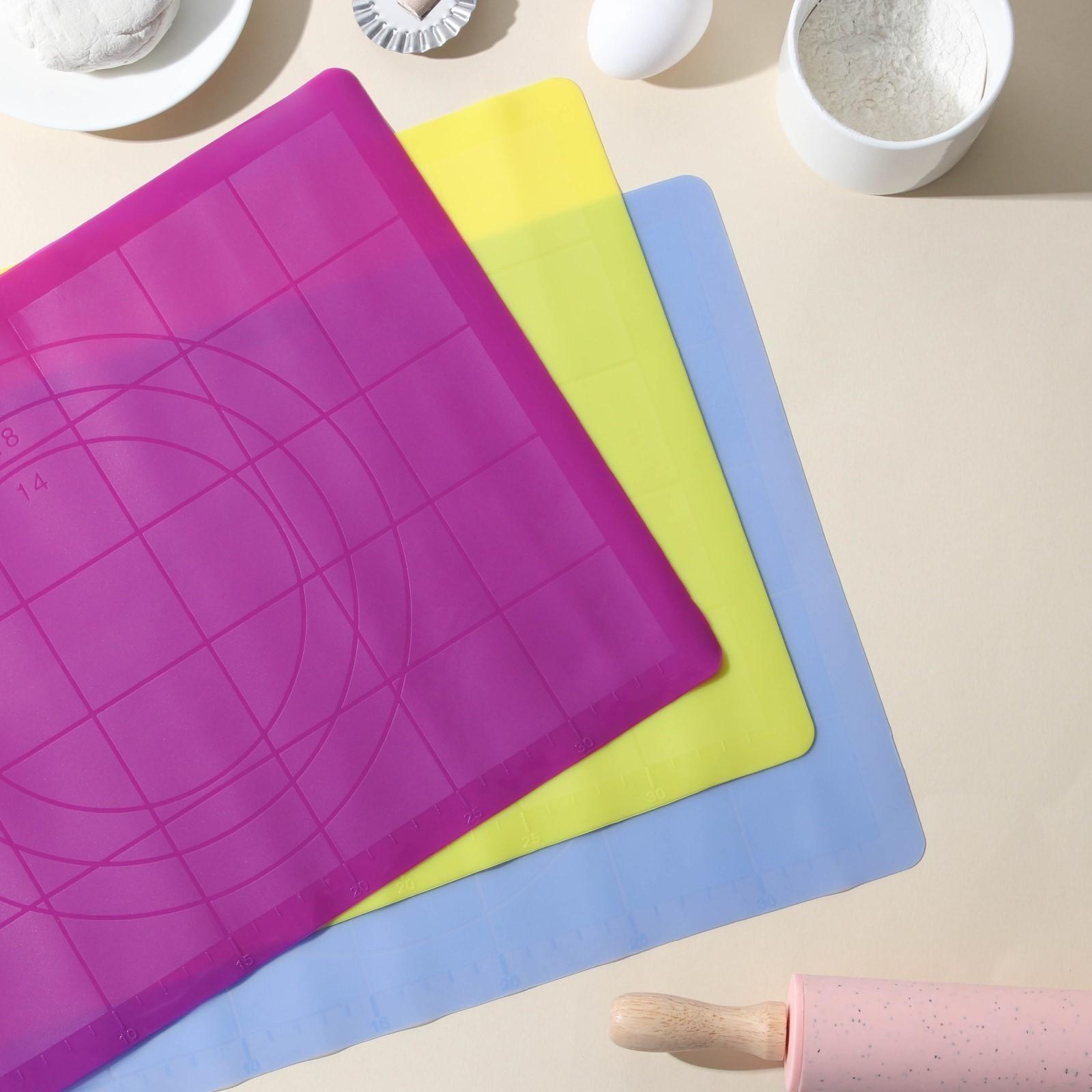 Коврик с разлиновкой силиконовый Доляна «Буссен», 38×28 см, цвет МИКС