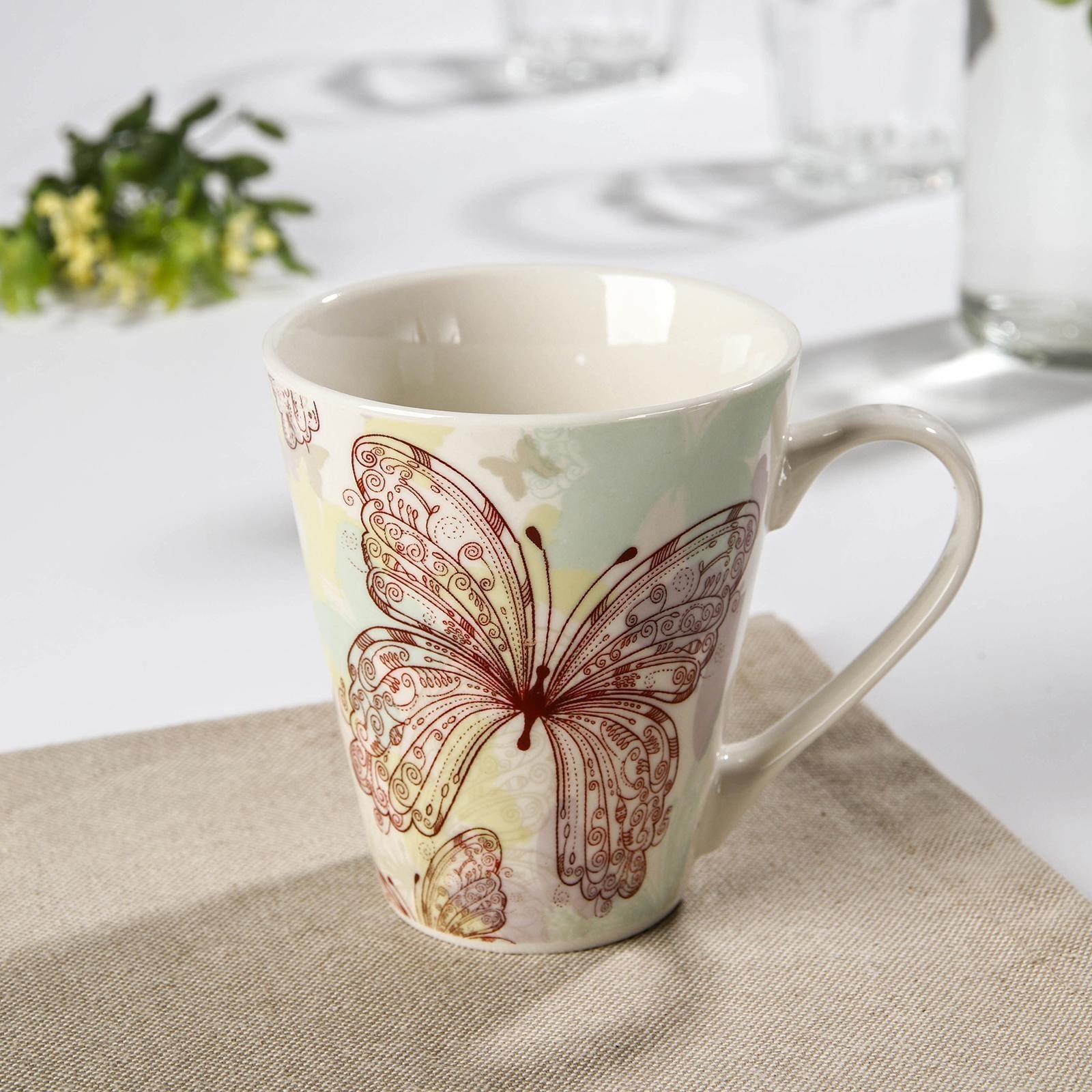 Кружка фарфоровая Доляна «Бабочка», 280 мл, цвет МИКС