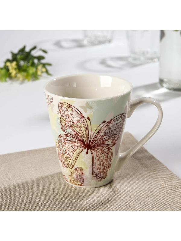 Кружка фарфоровая Доляна «Бабочка», 280 мл, цвет МИКС