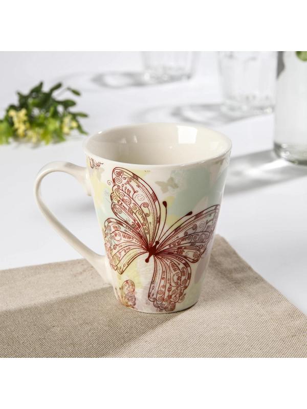 Кружка фарфоровая Доляна «Бабочка», 280 мл, цвет МИКС