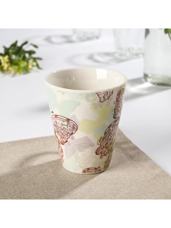 Кружка фарфоровая Доляна «Бабочка», 280 мл, цвет МИКС