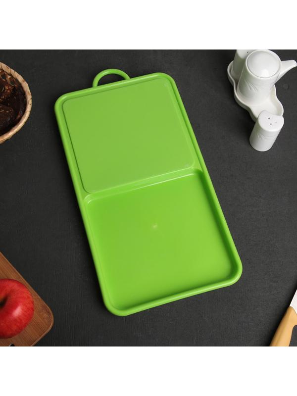 Доска разделочная пластиковая с лотком Доляна, 43×22×2 см, цвет МИКС