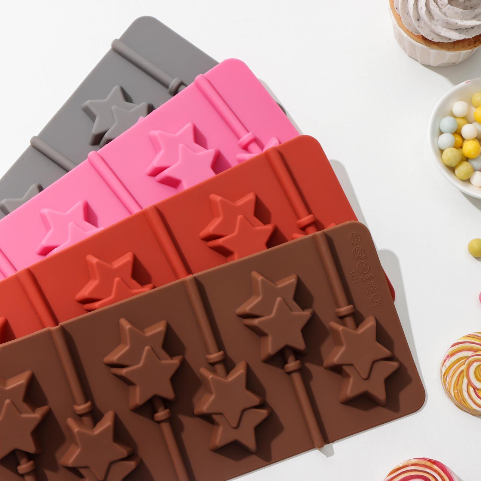 Форма для леденцов Доляна «Звёзды», 9,5×24 см, 6 ячеек, палочки в комплекте, цвет МИКС