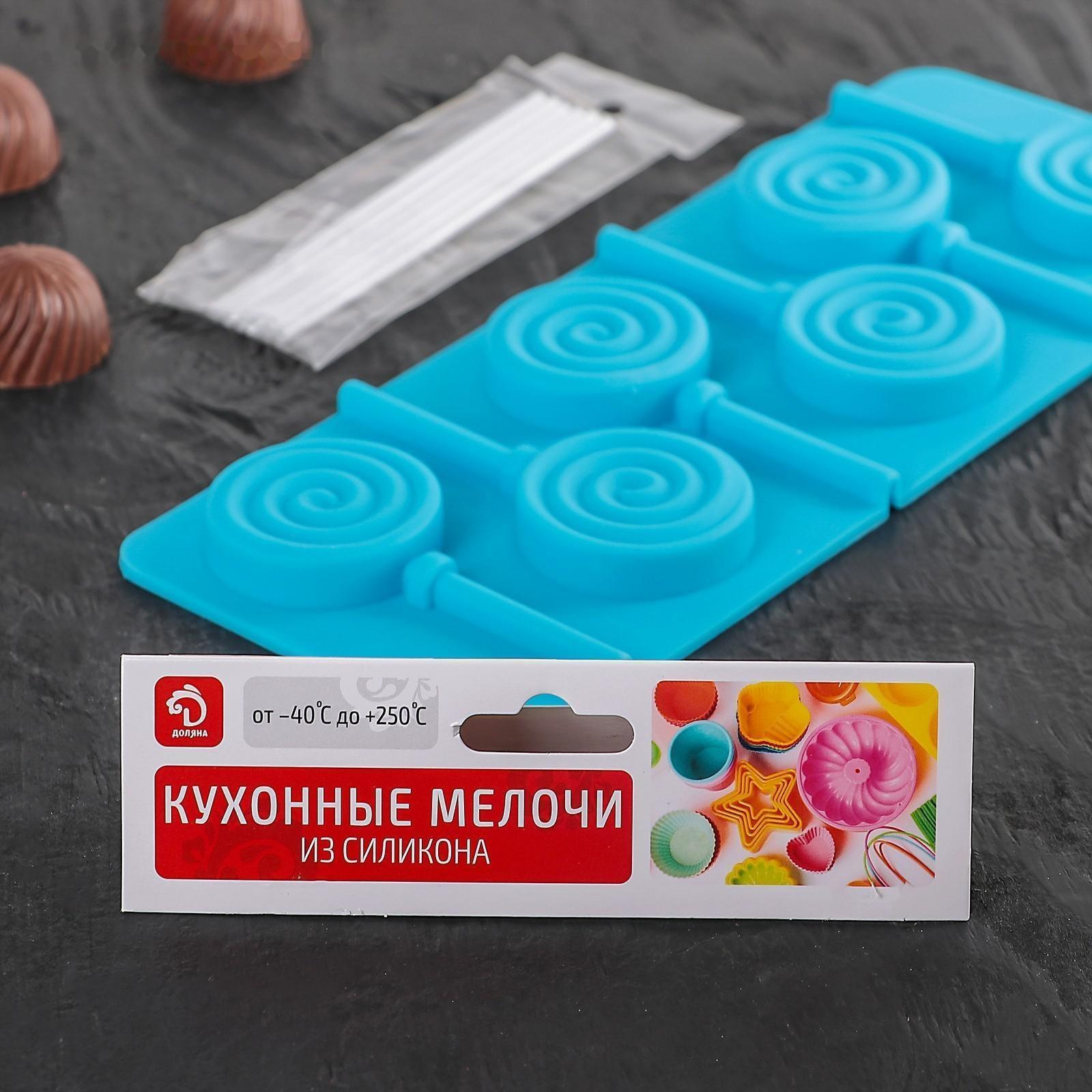 Форма для леденцов Доляна «Леденец», 9,5×24 см, 6 ячеек (4×1,3 см), цвет МИКС