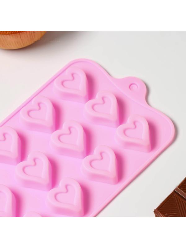 Форма для льда и кондитерских украшений Доляна «Сердечко», 21×10 см, 15 ячеек, цвет МИКС