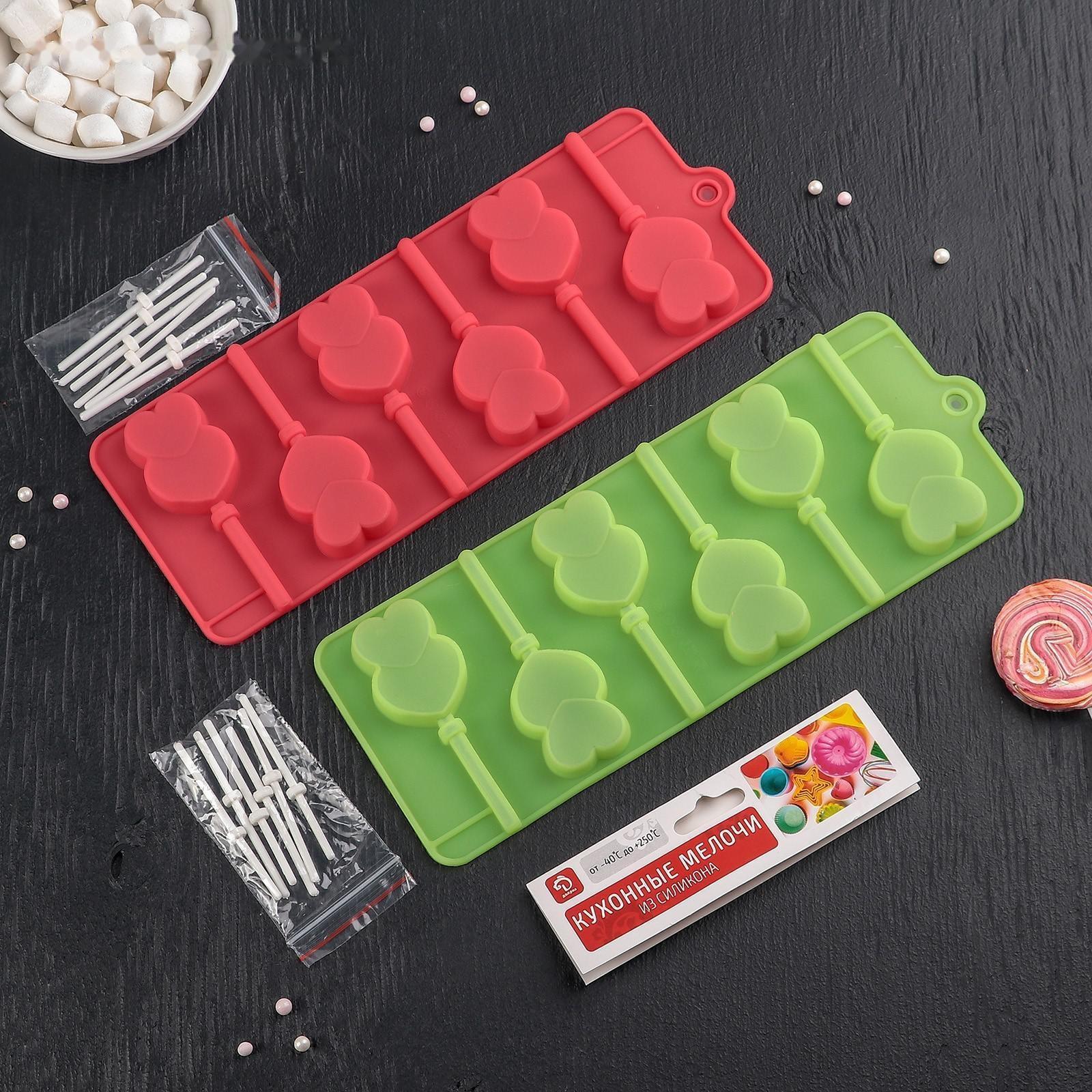 Форма для леденцов Доляна «Влюблённость», 9,5×24×1 см, 6 ячеек, цвет МИКС