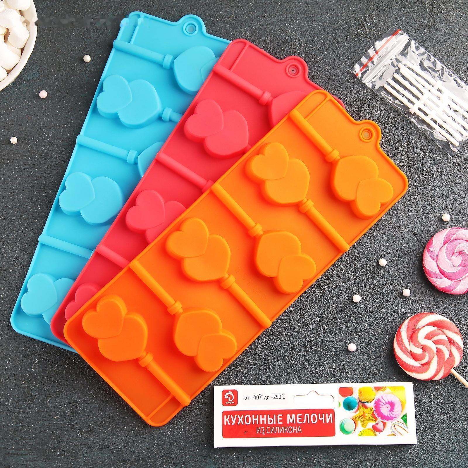 Форма для леденцов Доляна «Влюблённость», 9,5×24×1 см, 6 ячеек, цвет МИКС