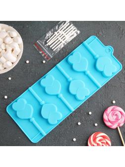 Форма для леденцов Доляна «Влюблённость», 9,5×24×1 см, 6 ячеек, цвет МИКС