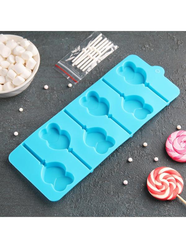 Форма для леденцов Доляна «Влюблённость», 9,5×24×1 см, 6 ячеек, цвет МИКС