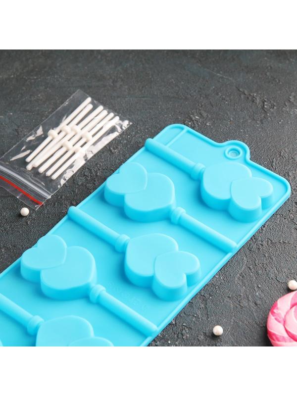 Форма для леденцов Доляна «Влюблённость», 9,5×24×1 см, 6 ячеек, цвет МИКС