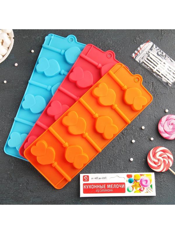 Форма для леденцов Доляна «Влюблённость», 9,5×24×1 см, 6 ячеек, цвет МИКС