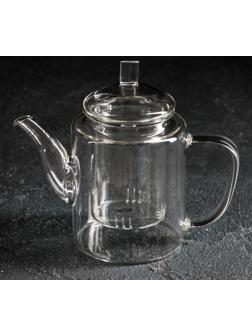 Чайник стеклянный заварочный «Густав», 400 мл, стеклянное сито