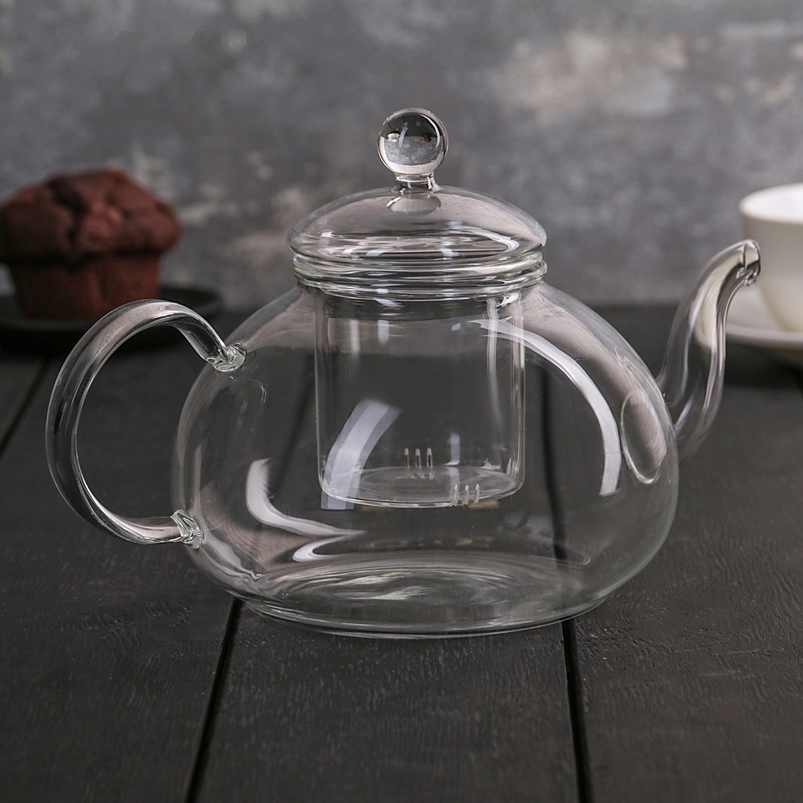Чайник стеклянный заварочный «Валенсия», 1 л, стеклянное сито