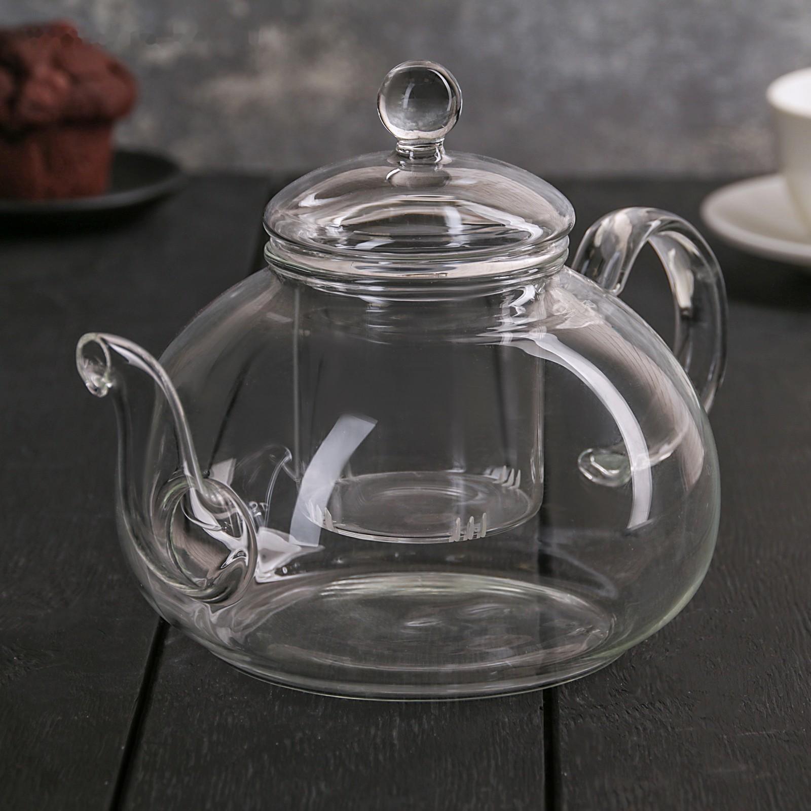 Чайник стеклянный заварочный «Валенсия», 1 л, стеклянное сито