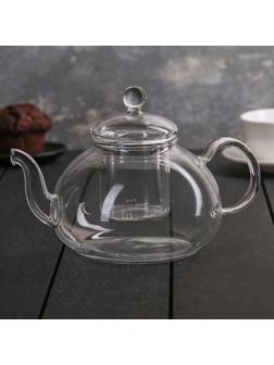 Чайник стеклянный заварочный «Валенсия», 1 л, стеклянное сито