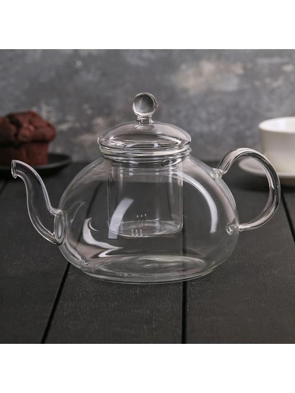 Чайник стеклянный заварочный «Валенсия», 1 л, стеклянное сито