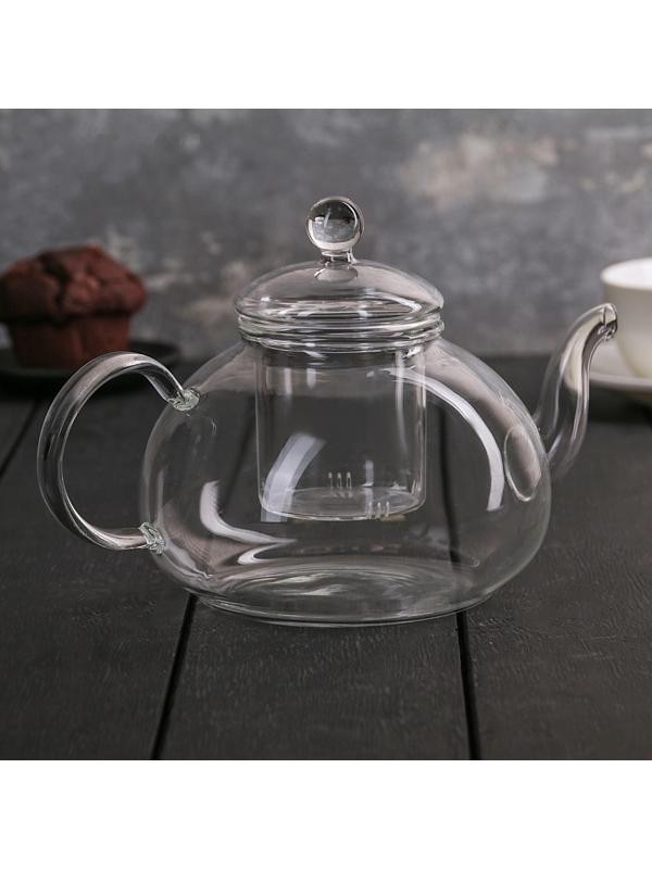 Чайник стеклянный заварочный «Валенсия», 1 л, стеклянное сито