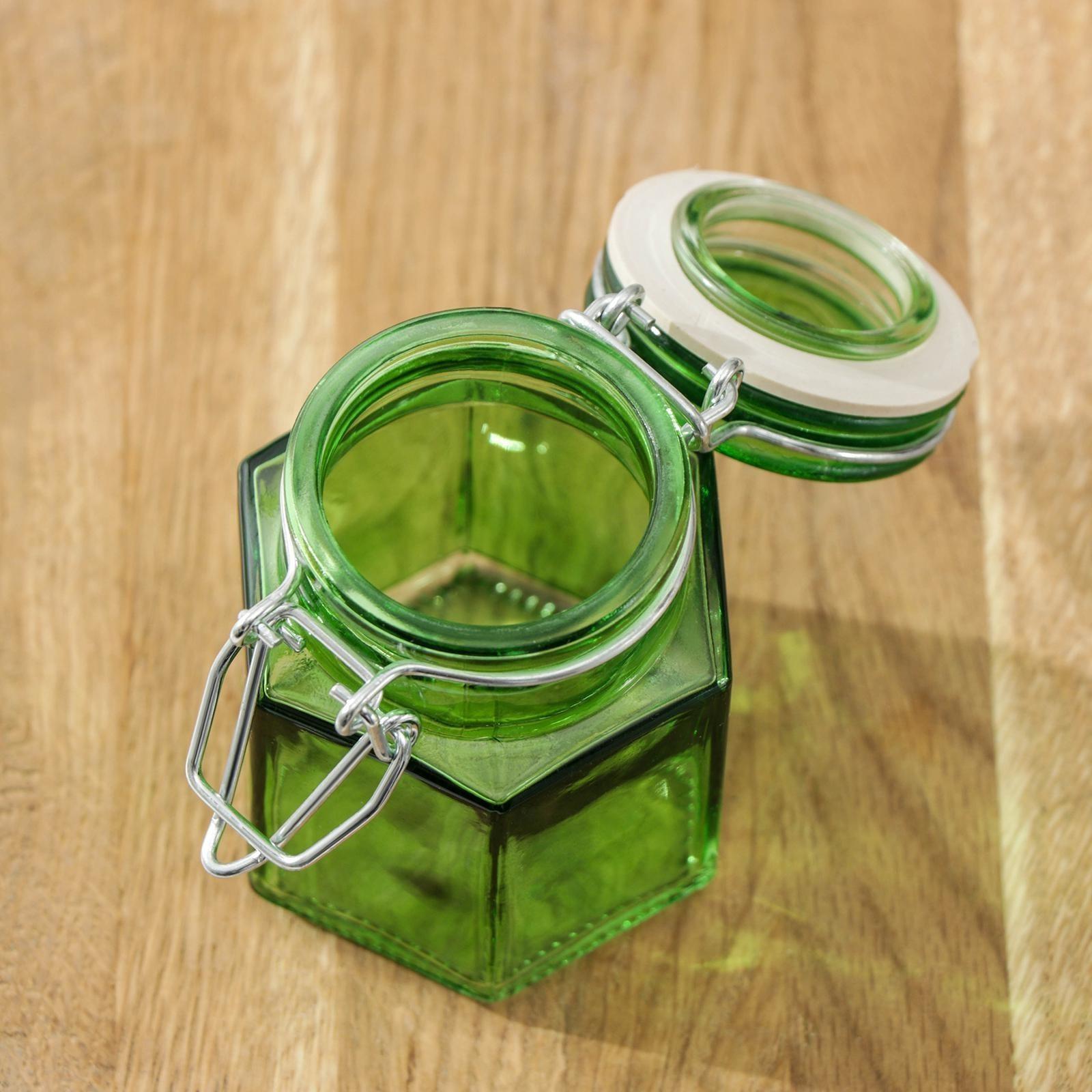 Банка стеклянная для сыпучих продуктов «Грани», 100 мл, 5,5×8 см, с бугельным замком, цвет МИКС