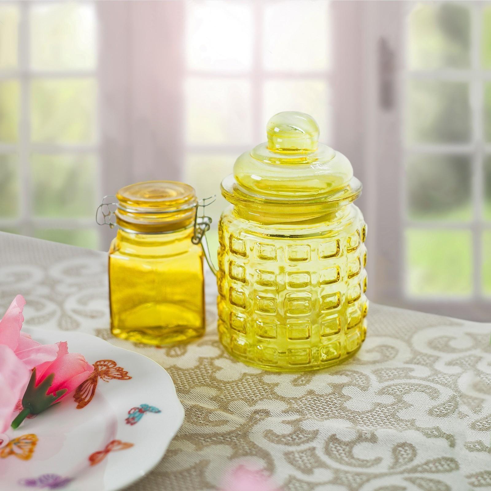 Банка стеклянная для сыпучих продуктов «Грани», 100 мл, 5,5×8 см, с бугельным замком, цвет МИКС