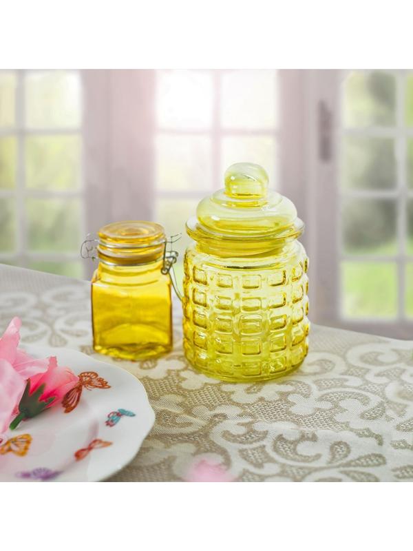 Банка стеклянная для сыпучих продуктов «Грани», 100 мл, 5,5×8 см, с бугельным замком, цвет МИКС