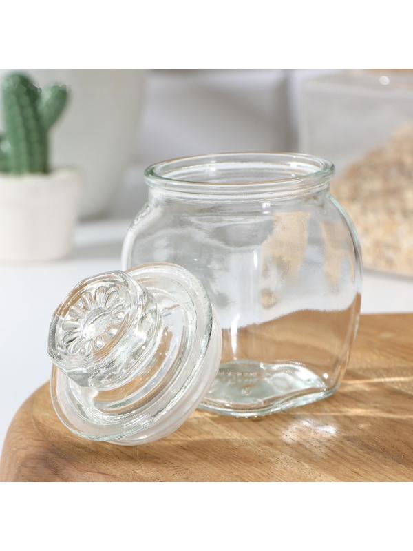 Банка стеклянная для сыпучих продуктов Доляна «Овал», 190 мл, 10×6 см