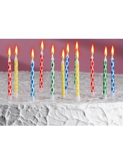 Свечи для торта с подставками, набор 12 шт, 6 × 0.5 см