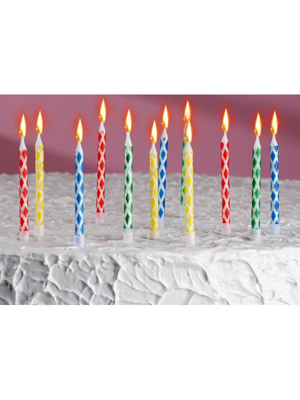 Свечи для торта с подставками, набор 12 шт, 6 × 0.5 см