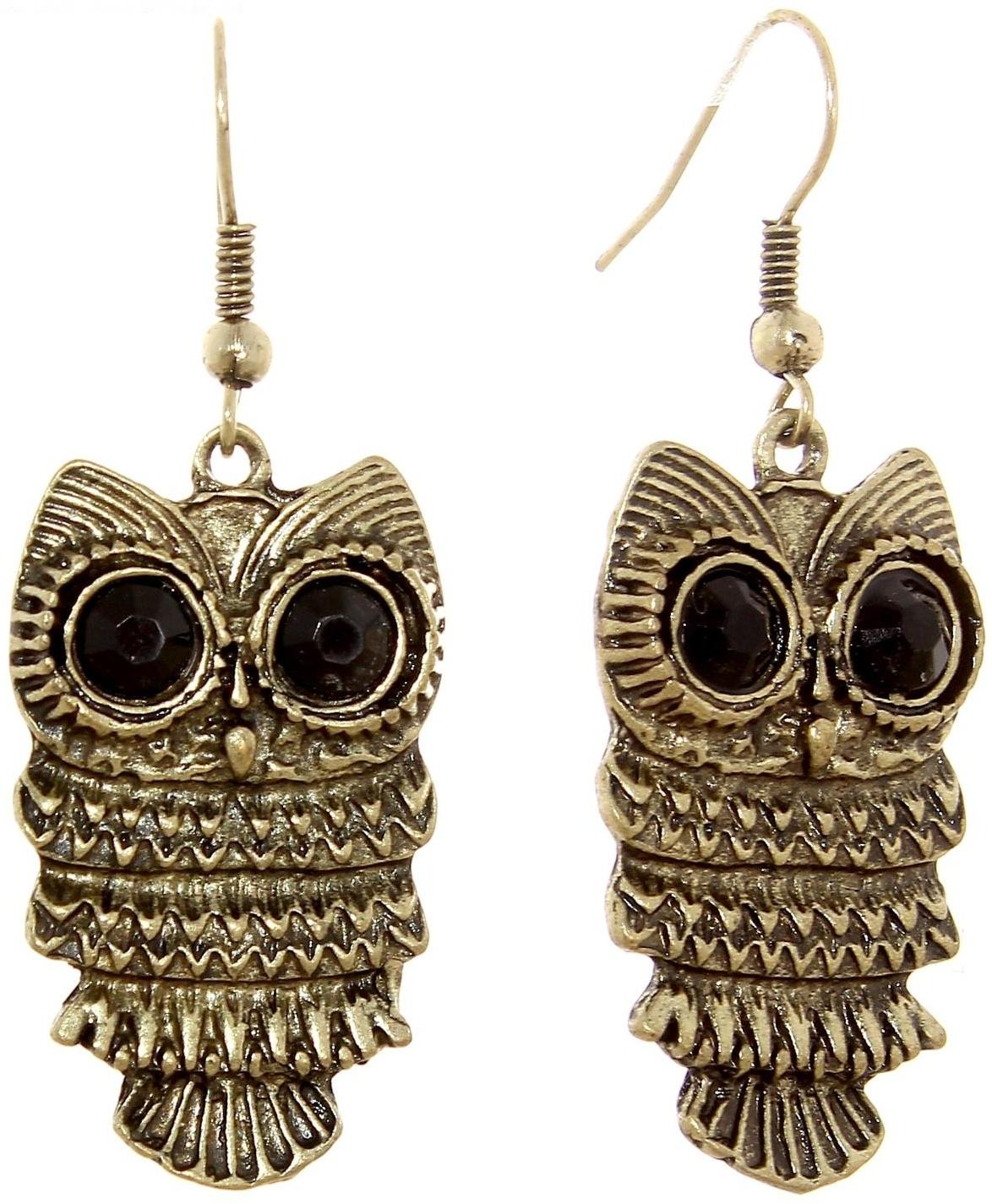 Серьги металл Art совушка, цвет чернёное золото