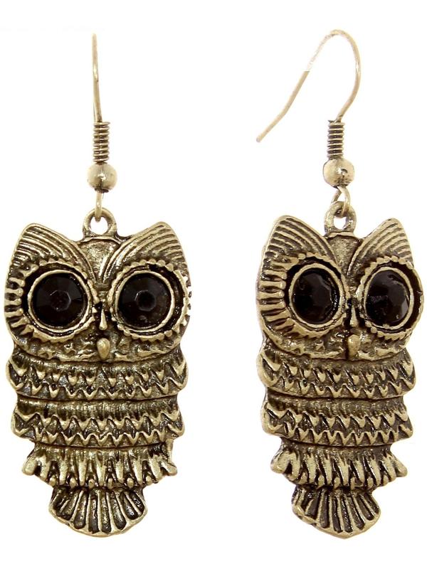 Серьги металл Art совушка, цвет чернёное золото