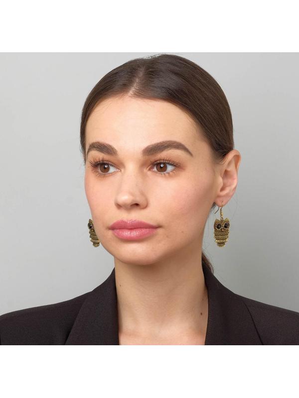 Серьги металл Art совушка, цвет чернёное золото