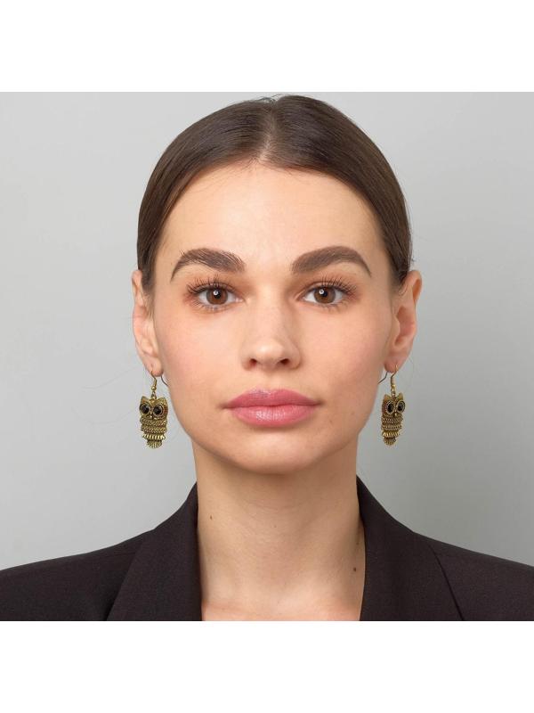 Серьги металл Art совушка, цвет чернёное золото