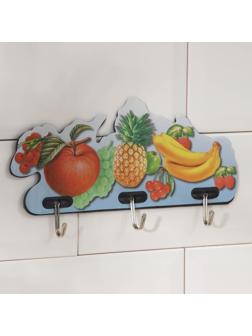 Вешалка настенная на 3 крючка «Фрукты», 20×9,5×2 см, цвет МИКС