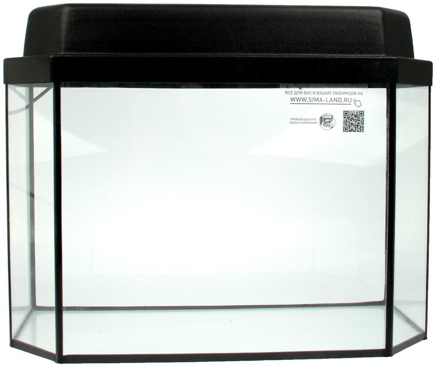 Аквариум панорамный с крышкой, 40 литров, 51 х 23 х 34/39 см, чёрный