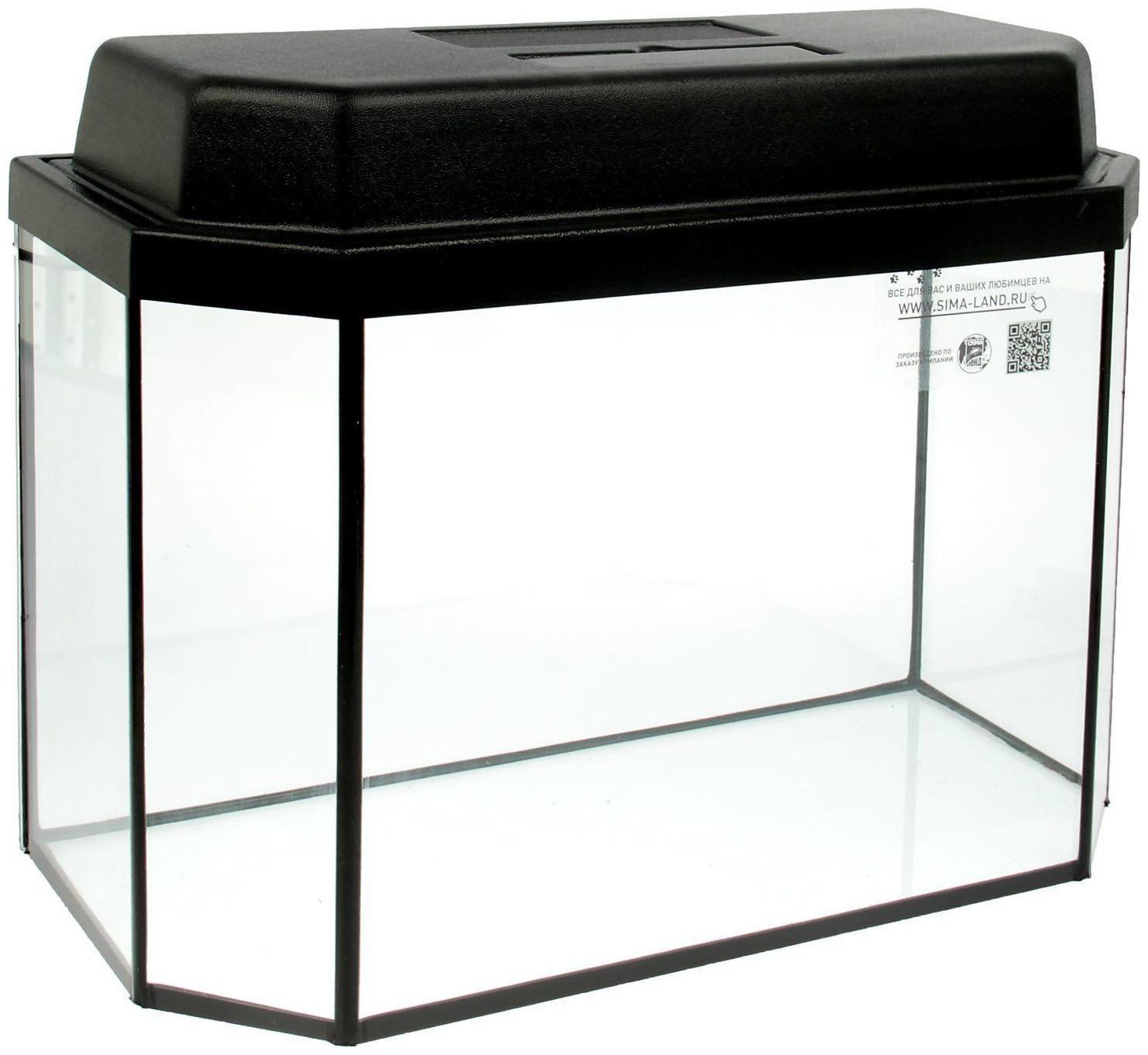 Аквариум панорамный с крышкой, 40 литров, 51 х 23 х 34/39 см, чёрный