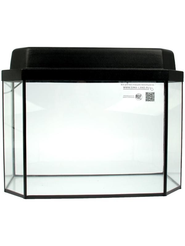 Аквариум панорамный с крышкой, 40 литров, 51 х 23 х 34/39 см, чёрный