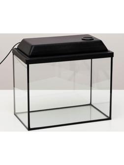 Аквариум прямоугольный с крышкой, 30 литров, 40 х 23 х 32/37 см, чёрный