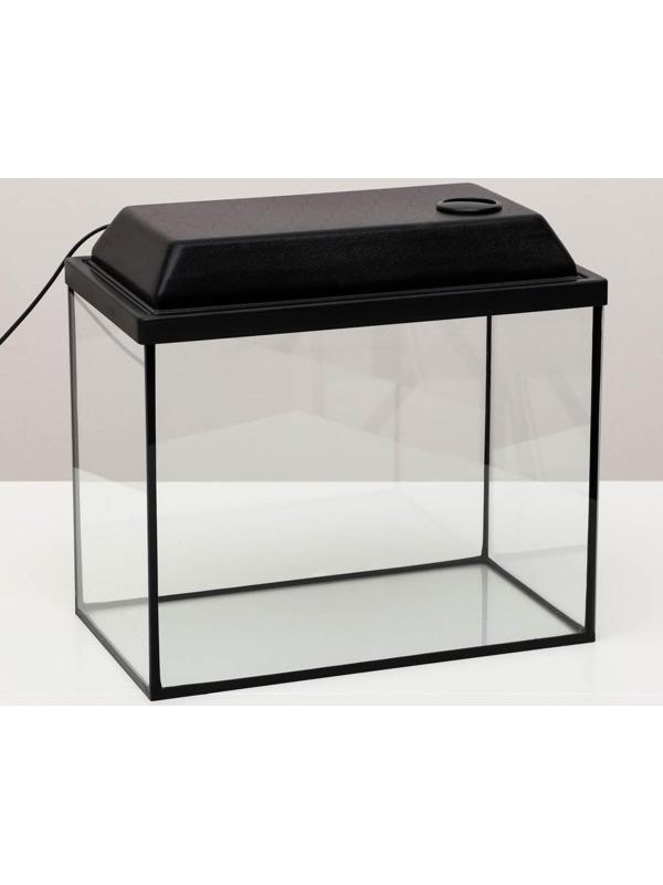 Аквариум прямоугольный с крышкой, 30 литров, 40 х 23 х 32/37 см, чёрный