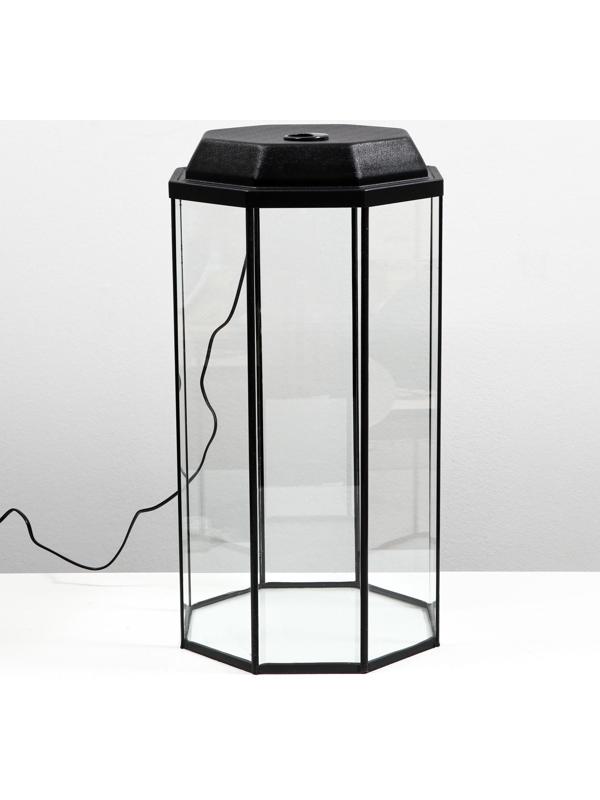 Аквариум восьмигранный с крышкой, 50 литров, 33 х 33 х 60/67 см, чёрный