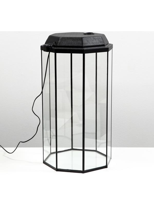 Аквариум восьмигранный с крышкой, 50 литров, 33 х 33 х 60/67 см, чёрный