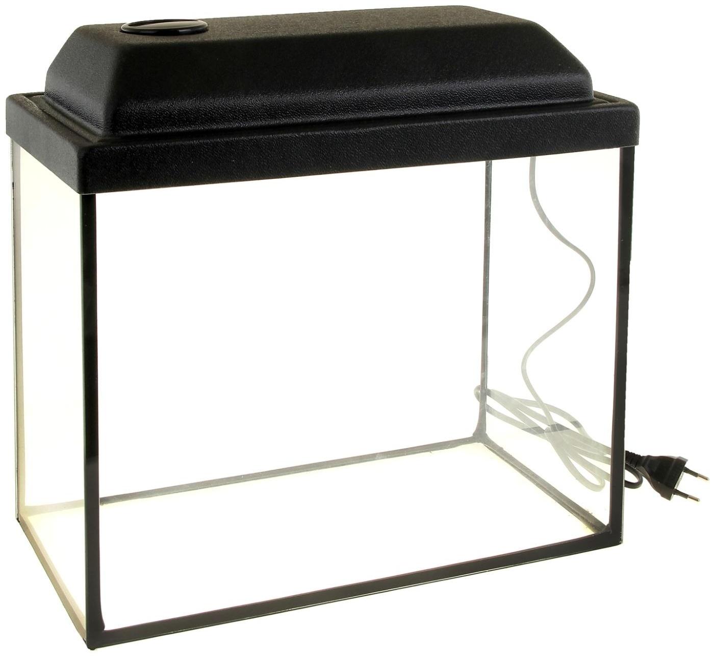 Аквариум прямоугольный с крышкой, 20 литров, 36 х 19 х 29/34 см, чёрный